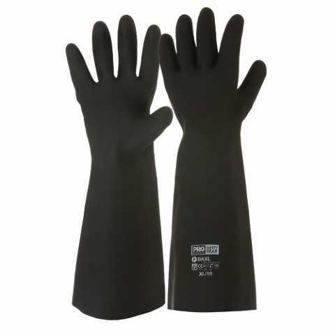 PRO GLOVE BLACK NIGHT LATEX SANITIZED UNFLOCKED 45CM LENGTH EX LARGE